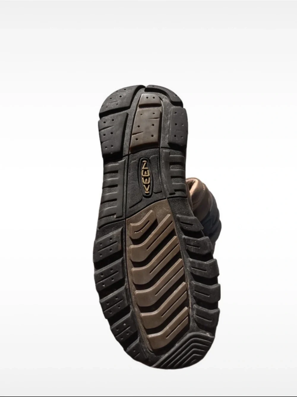 Keen Brown Leather Fisherman Sandals with Black Protective Toe